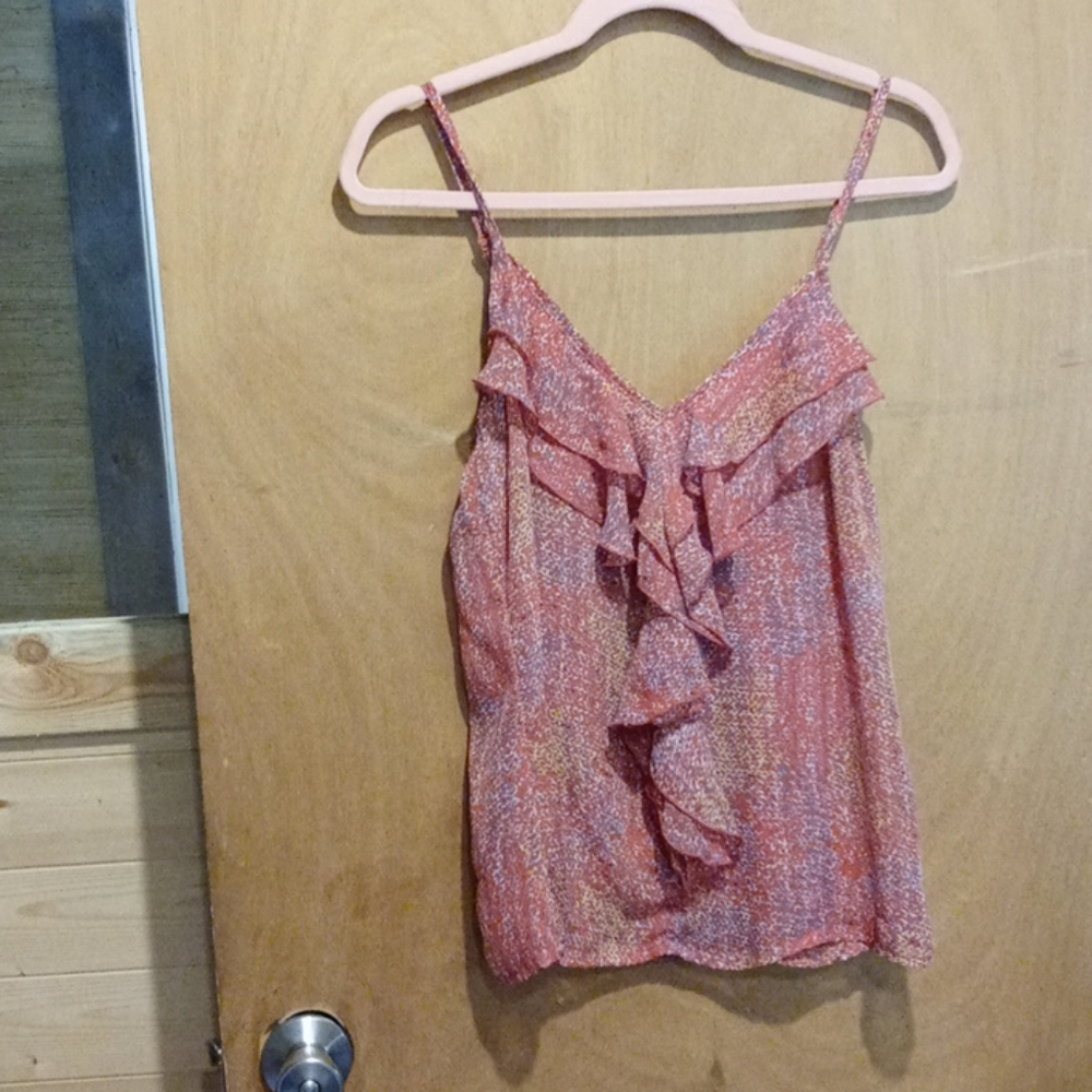 Ruffled Cami Top Semi Sheer Multicolor Poetry Sz L